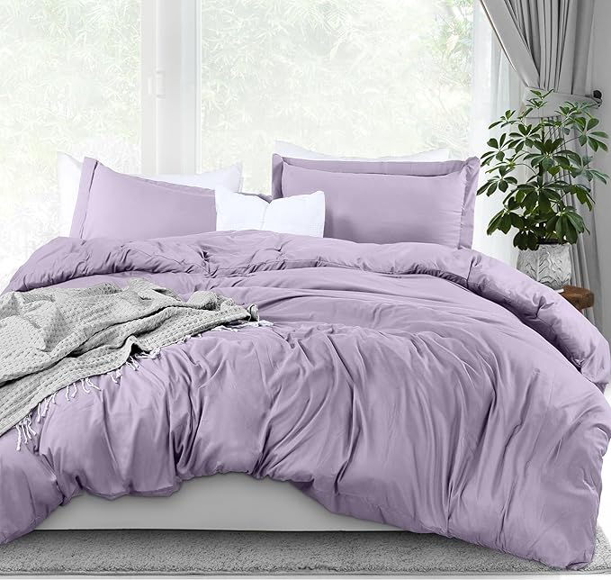 Utopia Bedding Duvet Cover King Size - 3 Piece with Zipper Closure - 1 Comforter Cover 104X90 Inches & 2 Pillow Shams 20X36 Inches (Lavender) Comforter Not Included