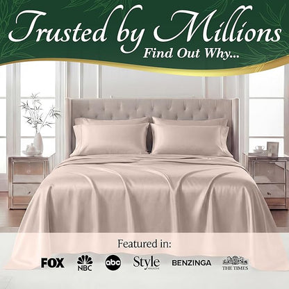 DECOLURE 100% Viscose Derived from Bamboo Sheets Twin Size - Luxury 4 Pc Naturally Cooling Sheets, Ultra Soft Bed Set - Deep 17" Pockets, Durable Double Stitching, Oeko Tex Standard (Light Pink)