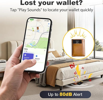 [Apple MFi Certified] 2 Pack Wallet Tracker Card with Apple Find My (iOS Only) Rechargeable Air Tracker Tags Bluetooth Wallet Finder IP68 Waterproof GPS Tracker Item Finder for Keys, Bags, Passport