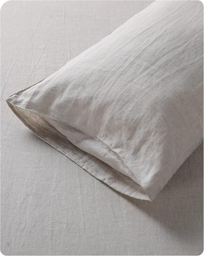 XZ XIFA Linen Pillowcases Queen - Pack of 2-100% Natural Washed French Flax, Breathable, Durable, Textured Envelope Pillowcases - Linen, 20'' x 30''