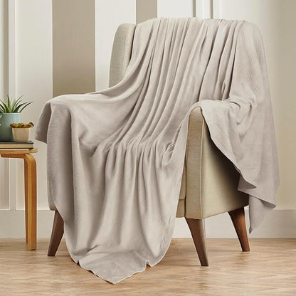 Utopia Bedding Khaki 100% Cotton Blanket [Throw Size - 50x60 Inch] Lightweight, Soft and Breathable Thermal Blanket for All Seasons