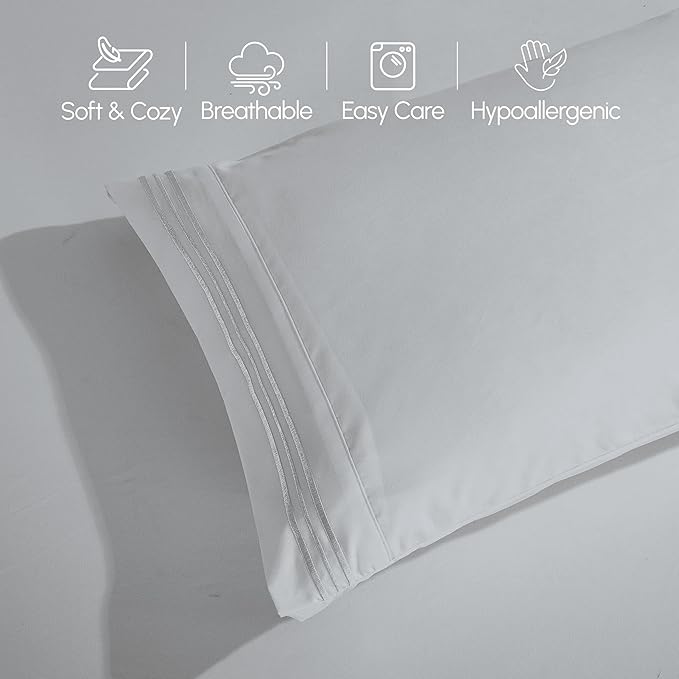 Elegant Comfort Luxurious 1500 Premium Hotel Quality Microfiber 4-Piece Sheet Set, 18-24 Inches Deep - Extra Deep Pocket Sheets - Ultra Soft 4PC Deep Pocket Sheets, California King, Silver Gray