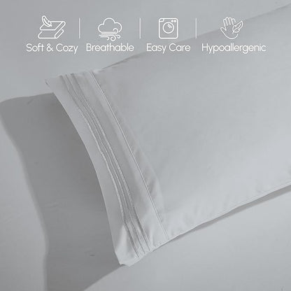 Elegant Comfort Luxurious 1500 Premium Hotel Quality Microfiber 4-Piece Sheet Set, 18-24 Inches Deep - Extra Deep Pocket Sheets - Ultra Soft 4PC Deep Pocket Sheets, Full, Silver Gray