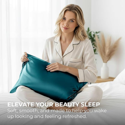Satin Pillowcase 2 Pack - Queen Size (20"x30", Teal) - Silky Pillow Cases for Hair and Skin - Satin Pillow Covers with Envelope Closure - Extra Soft Premium Microfiber