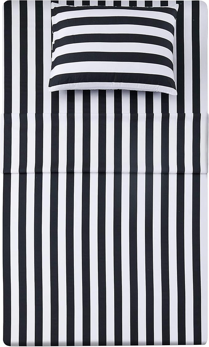 Best Season Stripe Sheet Set-3 Piece Super Soft Microfiber Bedding-Deep Pocket, Stain, Fade & Wrinkle Resistant(Twin Size,Black&White)