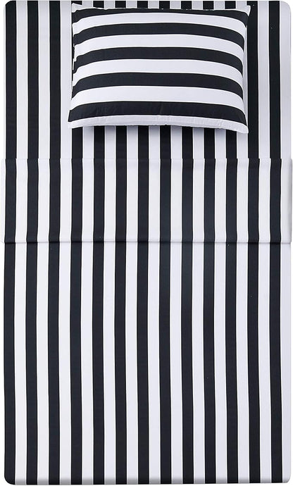 Best Season Stripe Sheet Set-3 Piece Super Soft Microfiber Bedding-Deep Pocket, Stain, Fade & Wrinkle Resistant(Twin Size,Black&White)