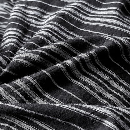 VM VOUGEMARKET Minimalist Black Stripe Duvet Cover Set – Soft Washed Cotton, Modern Neutral Ticking Pinstripe Farmhouse, 3 Pieces,Black&White,Queen Size