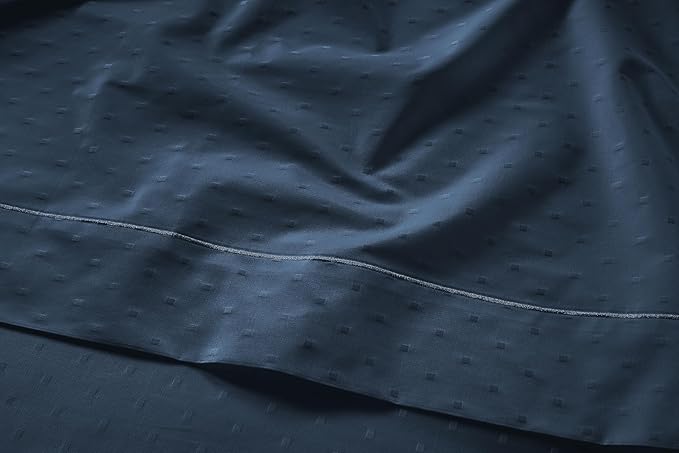 LANE LINEN Pillows Queen Size Set of 2, Soft 100% Egyptian Cotton, Cool & Smooth 1000 Thread Count Pillow Cases - Swiss Dot - Estate Blue