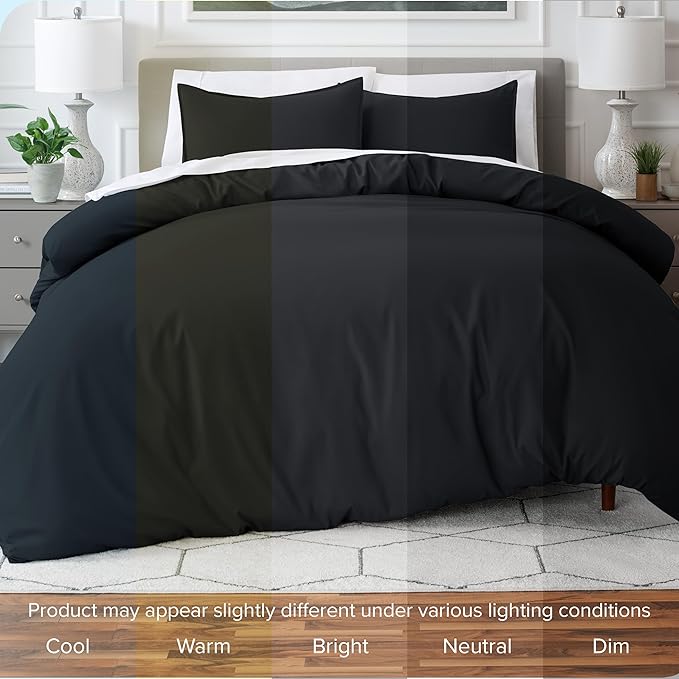 Bare Home Bedding Duvet Cover King Size - Premium 1800 Super Soft Collection - Lightweight, Cooling - Soft Breathable Bedding Duvet Cover (King, Black)