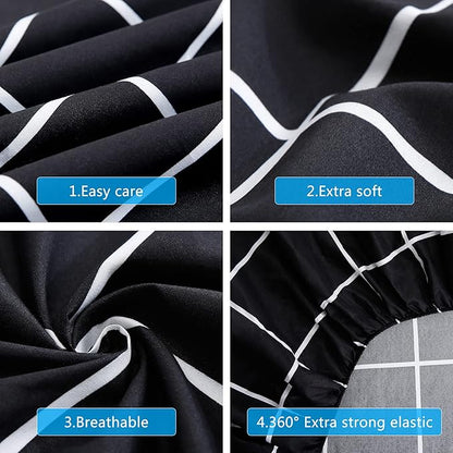 Best Season Bed Sheet Set 4 Pieces -Full Size-Soft Durable Microfiber Bedding Sheet Set,Deep Pocket,Stain,Fade & Wrinkle Resistant (Plaid Black)