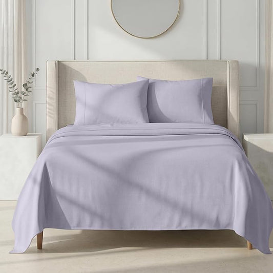 California Design Den King Size Sheets Set - 1000 Thread Count Sateen, Thick and Natural 100% Cotton Bed Sheets King Size, Deep Pockets, Durable Bedding - Lavender Grey