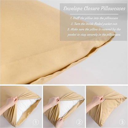 NTBAY Queen Pillow Cases Set of 2, 2 Pack Brushed Microfiber Pillowcases, Soft, Wrinkle, Fade, Stain Resistant Pillow Cases with Envelope Closure, 20x30 Inches, Light Taupe