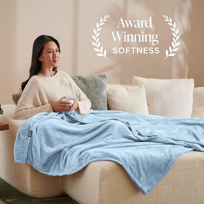 Bare Home Fleece Blanket - King Size - Ultra-Soft Lightweight for Bed, Sofa, and Couch - Luxury Microplush - Cozy Warm Blanket (King, Light Blue)