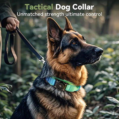 2026 Upgrade Waterproof Tactical AirTag Dog Collar, Built in AirTag Holder | Comfortable Control Handle, Quick Release Metal Buckle, Durable 1000D Nylon, For Medium to Large Dogs, Lime Wave,XL