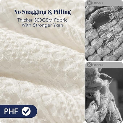 PHF Soft Waffle Comforter Set Twin Size- Comfy Breathable Waffle Weave Comforter with 1 Pillow Shams, 2 Pieces Less Snagging Lightweight Textured Bedding Set for All Season, Cream