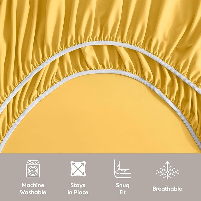 Nestl California King Sheet Set - 1800 Ultra-Soft Microfiber Cal King Bed Sheets - Double Brushed - Deep Pockets - Easy Fit - 4 Piece Set - Bed Sheets (California King, Yellow)