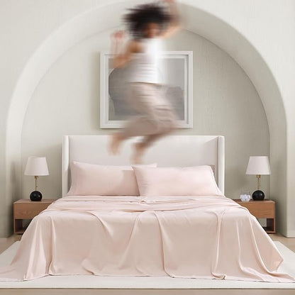UGG Hedi Cali King Sheet Set 4-Piece Luxury Cooling Sheets Deep Pockets Premium Bedding with 2 Shams Hypoallergenic Machine Washable Soft Lightweight Bed Set for Room, California King, Shell Pink