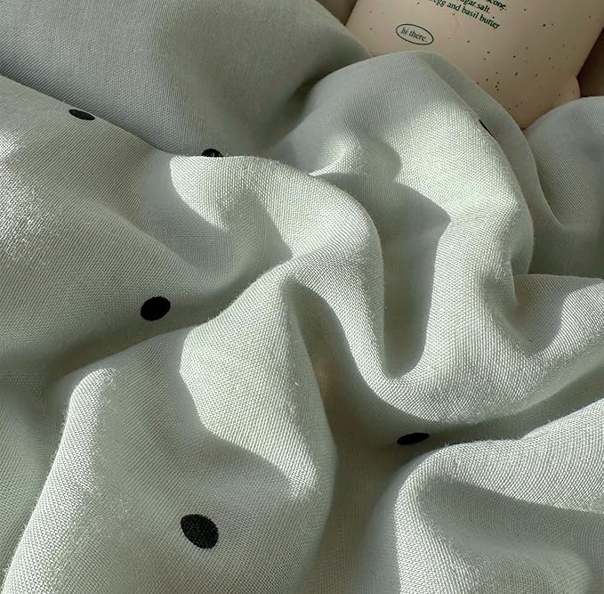 VM VOUGEMARKET Lace Comforter Set Queen Cute Black Dots Bedding Set,Soft Microfiber Princess Style Comforter/Quilt with 2 Pillowcases,Romantic &Elegant-Sage Green,90"x90"