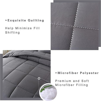 DOWNCOOL Queen Comforter Set -All Season Bedding Comforters Sets with 2 Pillow Cases-3 Pieces Bedding Sets Queen -Down Alternative Grey Queen Size Comforter Sets(88"x92")