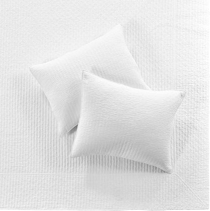 Levtex Home Cross Stitch Reversible Twin Bedspread Set (84x104in) with 1 Pillow Sham (26x20in) - Stitch Texture - Bright White - Cotton Twin Size Bedspread Set - Lightweight, Soft, Pre-Washed