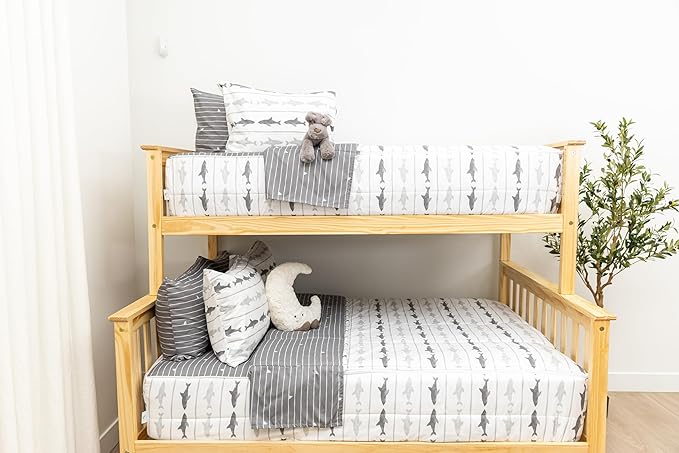 Beddy's Great White Zipper Bedding - Durable Zip-On Sheets & Comforter for Kids - Bed in a Bag - Easy Make Bedding - Machine Washable - Includes Pillowcase & Sham - Grey Shark - Full