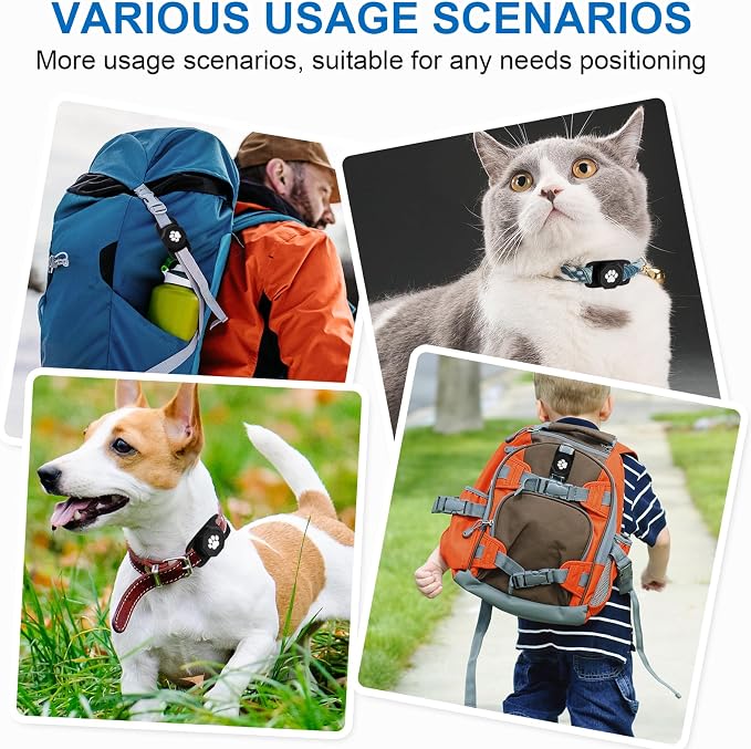 Smart Pet Tracker for Collar - Dog Tracker Pet Location Tracker with Holder | Real-Time Location, No Monthly Fee/ SIM Card, Work with Android Only (Not for IOS), Ultra-Slim, IP68 Waterproof Holder, Black