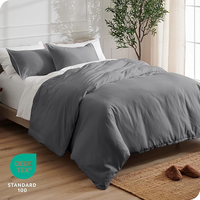 Bare Home Bedding Duvet Cover Full Size - Premium 1800 Super Soft Collection - Lightweight, Cooling - Soft Breathable Bedding Duvet Cover (Full, Grey)