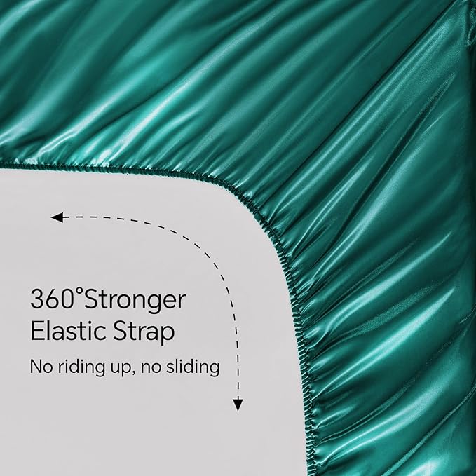 BEDELITE California King Sheets Set, Luxury Soft Teal Satin Sheets for Hair and Skin, Similar to Silk Bed Sheets Set 4 Pieces with 1 Deep Pocket Fitted Sheet, 1 Flat Sheet, and 2 Pillowcases