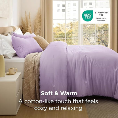 Bedsure Full Comforter Set, Lavendar Soft Prewashed Bedding for All Seasons, 3 Pieces GentleSoft™ Bed Set, 1 Lightweight Comforter (82"x86") and 2 Pillowcases (20"x26")