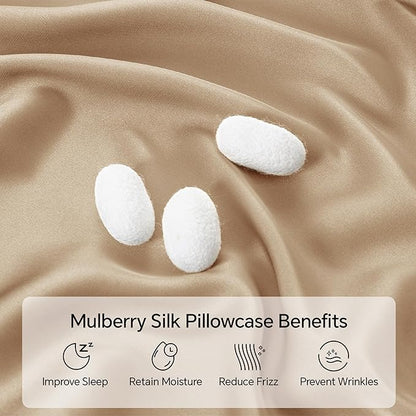 INFIIXSO Body Pillow Cover with Zipper, Luxury Mulberry Silk Body Pillow Case 20x54 Inches, Ultra Smooth and Soft Cooling Long Pillowcase, Gift for Women, Men(Champagne)