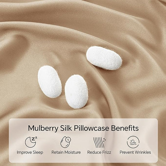 INFIIXSO Mulberry Silk Pillow Case King Size, Silk Pillowcase with Hidden Zipper 20"x36", Extraordinary Smooth and Soft Pillow Cases for Hair and Skin(Champagne, 1 Pack)