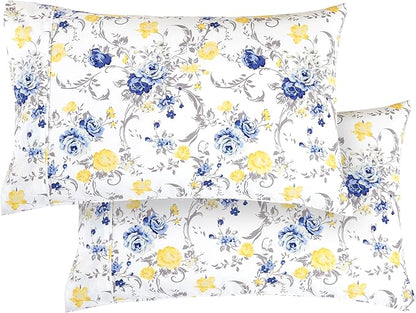Elegant Comfort Softest and Coziest 6-Piece Sheet Set - 1500 Premium Hotel Quality Microfiber - Deep Pocket, Wrinkle Resistant 6-Piece Floral Bed Sheet Set, King, Jenna Gold