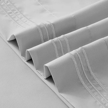 YIYEA King Size Pillow Cases Set of 4, Ultra Soft 1800TC Hotel Quality Double Brushed Microfiber Embroidered Pillowcases and Floral Pillow Covers, Envelope Closure, Fade Resistant (20"x36")