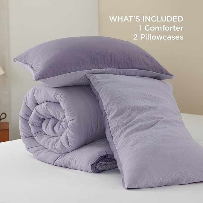 Bedsure Queen Comforter Set, Dark Gray Soft Prewashed Bedding for All Seasons, 3 Pieces GentleSoft™ Bed Set, 1 Lightweight Comforter (90"x90") and 2 Pillowcases (20"x26")