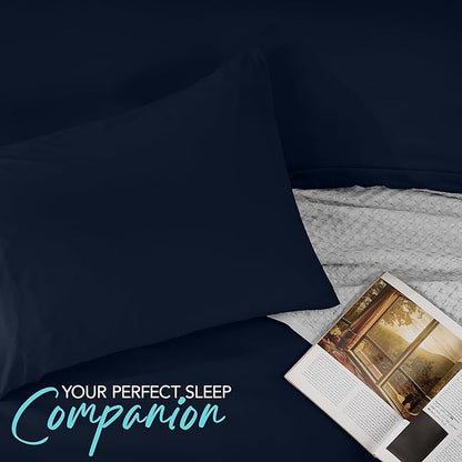 Utopia Bedding Duvet Cover Set with Pillowcases - 3 Pieces Bedding Duvet Cover with Zipper Closure - 1 Duvet Cover with 2 Pillowcases - Soft Brushed Microfiber (Queen, Navy)