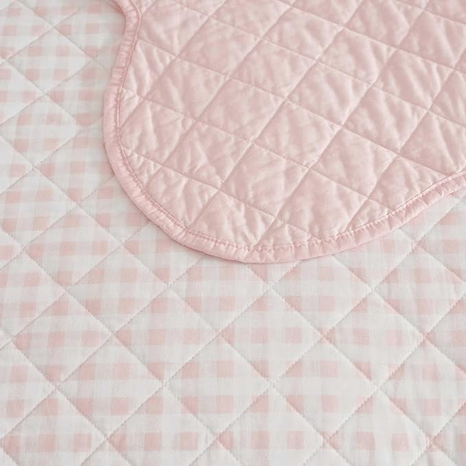 Martha Stewart - King Quilt Set, 100% Soft & Breathable Bedding with a Lightweight Feel for Year Round Comfort, 3 Piece Bed Set with Matching Pillowcases (Olivia Gingham Pink)