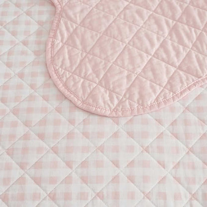 Martha Stewart - King Quilt Set, 100% Soft & Breathable Bedding with a Lightweight Feel for Year Round Comfort, 3 Piece Bed Set with Matching Pillowcases (Olivia Gingham Pink)