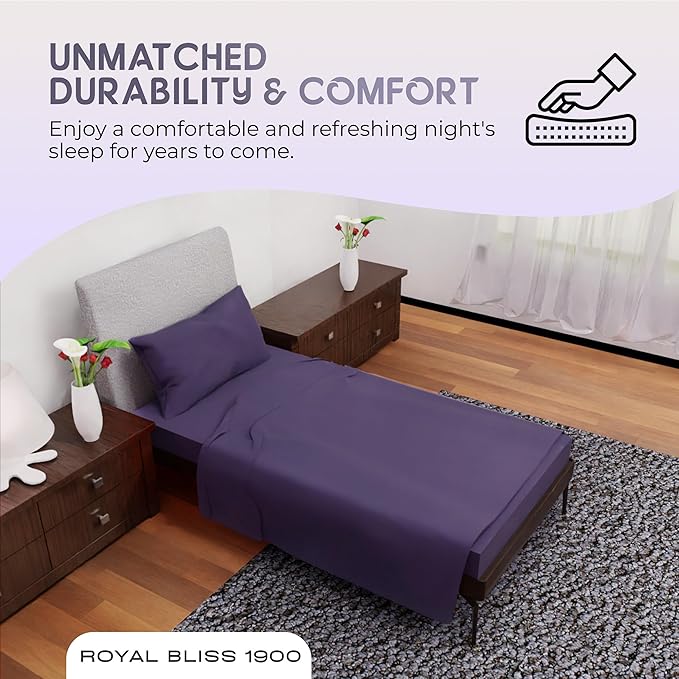 Twin Bed Sheets - 3-Pcs Deep Pocket Cooling Set - Soft and Durable Bedding for All Seasons - Luxurious Twin Size (Plum)