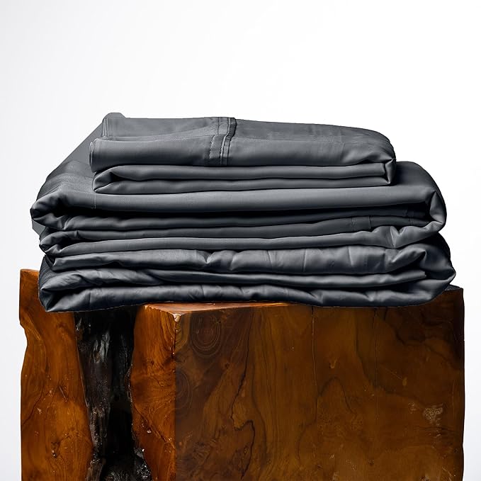 Olive + Crate Tencel Lyocell Eucalyptus Twin XL Sheets - Extra Long Sheet Set - Cooling Tencel Sheets for Hot Sleepers with 16 Inch Deep Pocket Fit - Charcoal 3-Piece Set