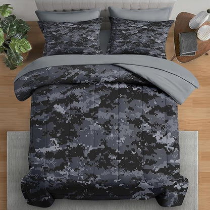 Comforter Set Full Size, Camouflage Camo Military 7 Pcs Bedding for Kids and Adults, Navy Army Desert Bed Sheet Sets with Fitted Sheet 2 Pillowcases & 2 Shams for Bedroom Bed Decor