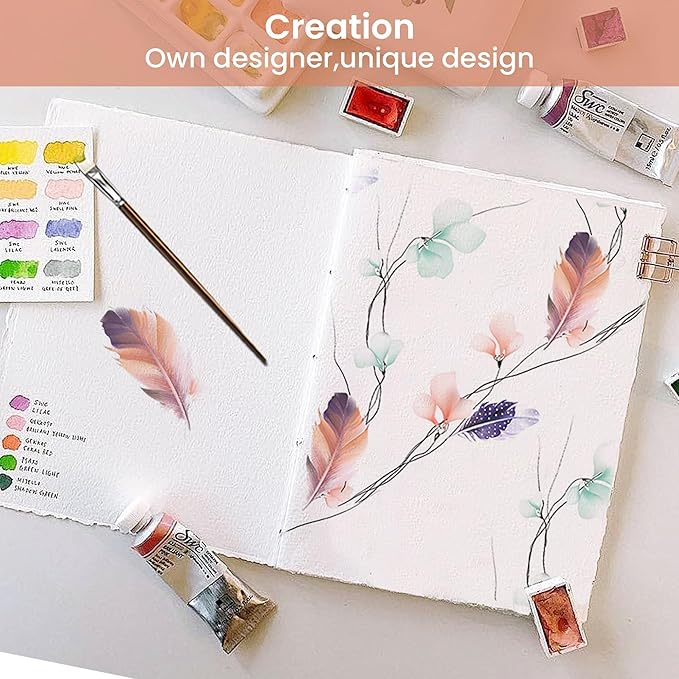 Softan Floral Full Sheet Set, Cozy Microfiber Pastel Blooms Printed Fitted Bed Sheet with 15" Deep Pockets & Non-Slip Straps, Feather Patterned Sheets & Pillowcase Set