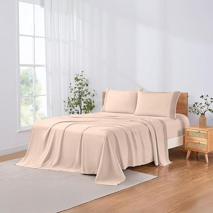 Modern Threads 3 Piece Microfiber Sheet Set – Soft Cooling Bed Sheets with Crochet Lace – Deep Pocket, Wrinkle Free, Breathable, Hotel Luxury Bedding, Blush Pink, Twin