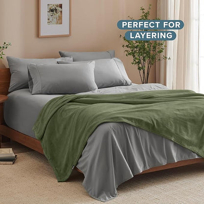 Bare Home Fleece Blanket - Twin/Twin Extra Long - Ultra-Soft Lightweight for Bed, Sofa, and Couch - Luxury Microplush - Cozy Warm Blanket (Twin/Twin XL, Cypress)