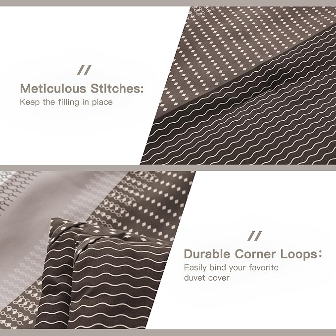 Litanika Comforter Set Twin/Twin XL Chocolate - 2 Pieces Lightweight Colorblock Stripe Fluffy Bedding Comforter Sets, All Season Bed Set