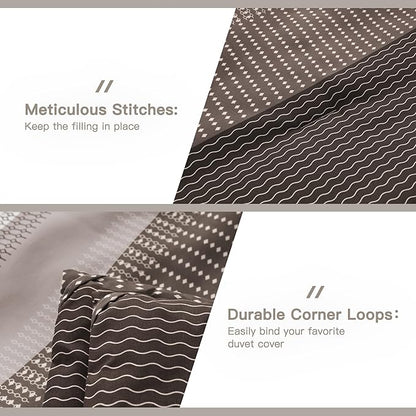 Litanika Comforter Set Twin/Twin XL Chocolate - 2 Pieces Lightweight Colorblock Stripe Fluffy Bedding Comforter Sets, All Season Bed Set