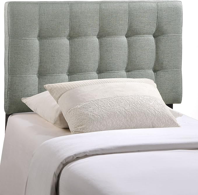 Modway Lily Tufted Linen Fabric Upholstered Twin Headboard in Gray