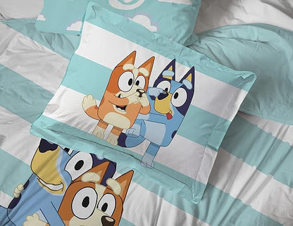 Jay Franco Bluey & Bingo 5 Piece Twin Size Bed Set - Includes Comforter & Sheet Set - Super Soft Kids Bedding Fade Resistant Microfiber (Official Bluey Product)