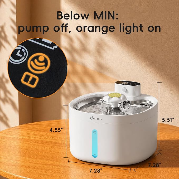 Wireless Cat Water Fountain 95fl-oz/2.8L Cat Fountain,Stainless Steel Tray,Rechargeable Pet Drinking Fountains for Cats and Dogs(Cat Fountain+3 Filters)