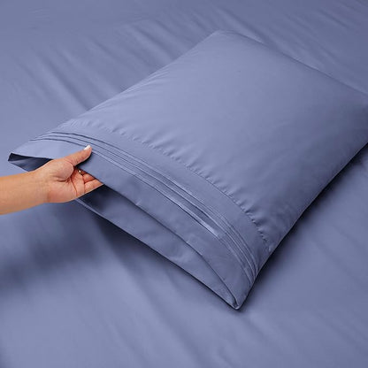 Nestl Full Sheet Set - Luxury 1800 Ultra-Soft Microfiber Full Bed Sheets - Double Brushed - Deep Pockets - Easy Fit - 4 Piece Set - Bedding Sheets & Pillowcases (Full, Stone Blue)