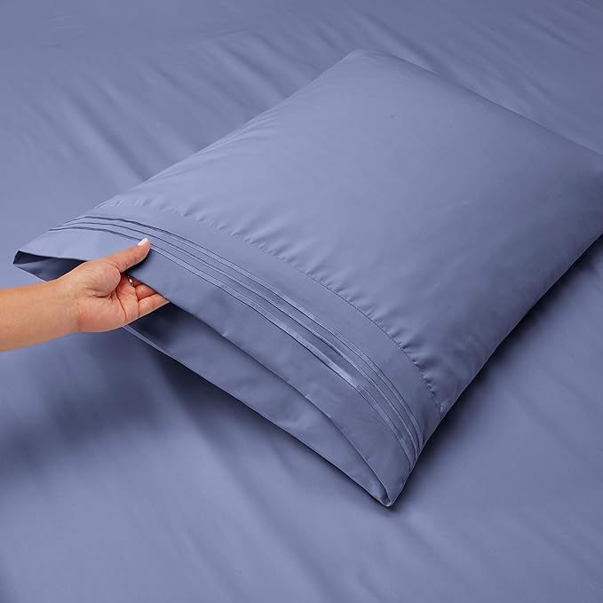 Nestl California King Sheet Set - 1800 Ultra-Soft Microfiber Cal King Bed Sheets - Double Brushed - Deep Pockets - Easy Fit - 4 Piece Set - Bed Sheets (California King, Steel Blue)